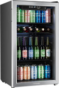 newBeverage Refrigerator and Cooler 120 Can Mini Fridge with Glass Door for Soda