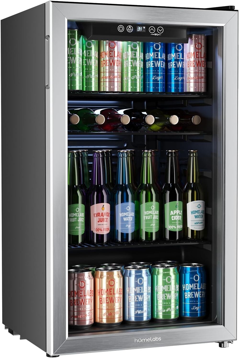 newBeverage Refrigerator and Cooler 120 Can Mini Fridge with Glass Door for Soda