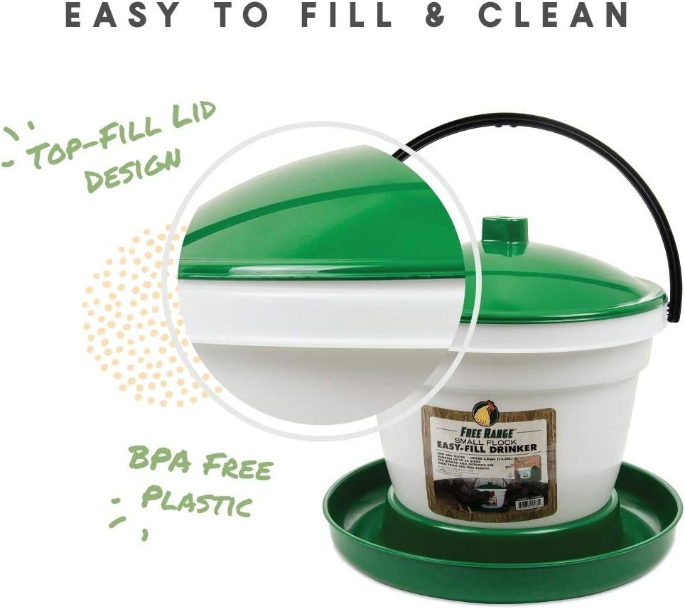 Large Flock Easy Fill Poultry Drinker 6.25 Gallon BPA Free Waterer
