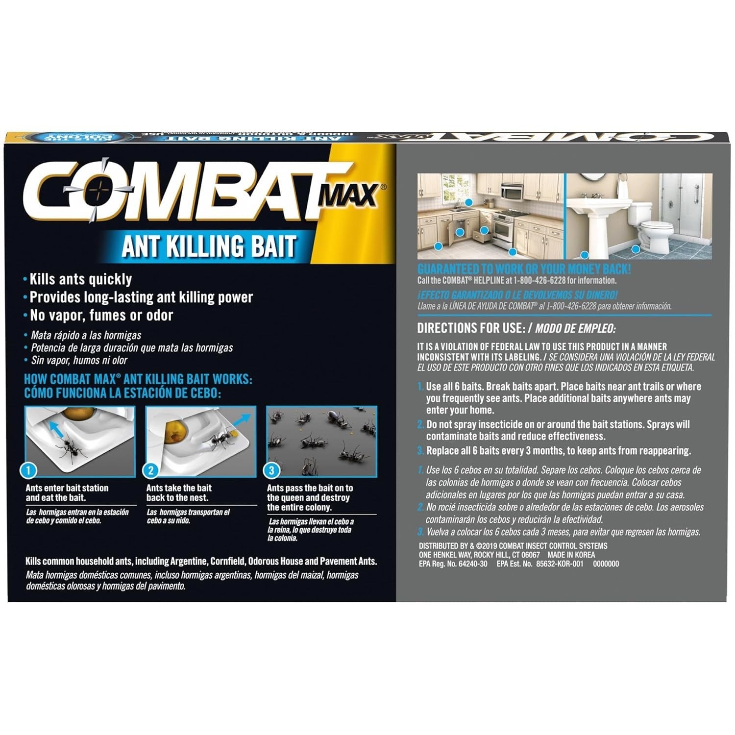 COMBAT MAX Bait Station ANT KILLER In & Outdoor  6 Count