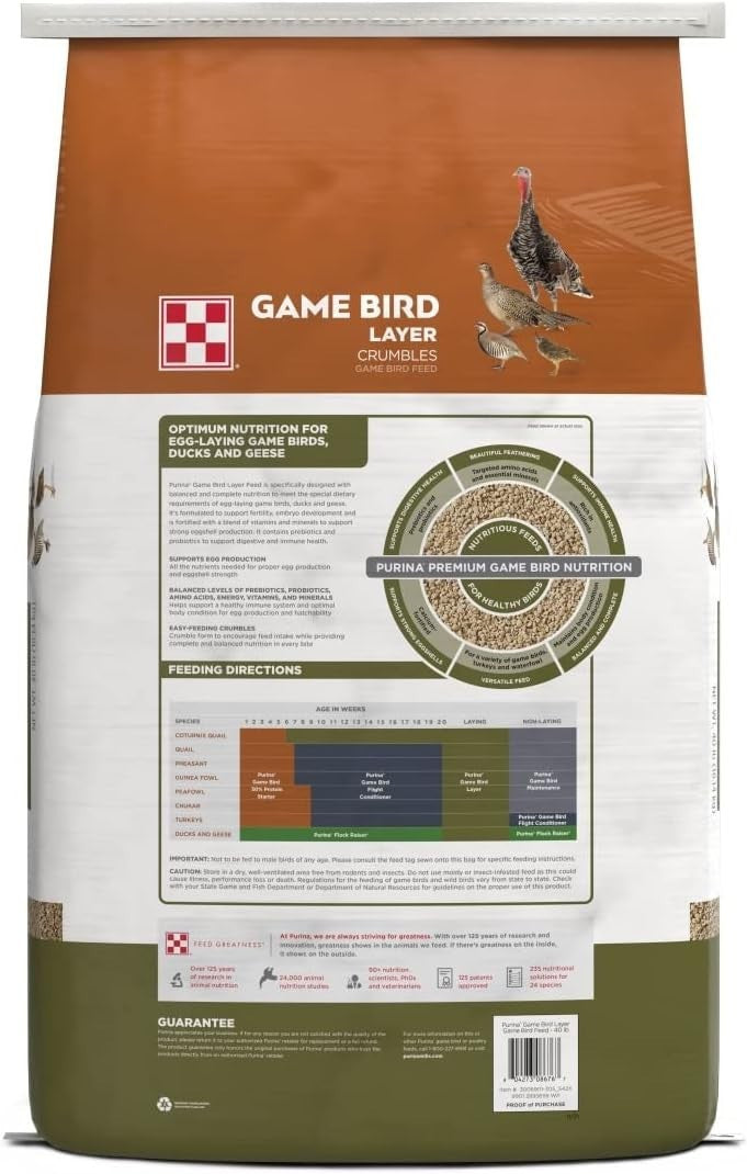 Purina | Game Bird Layer Feed | Crumbles | 40 Pound (40 LB) Bag