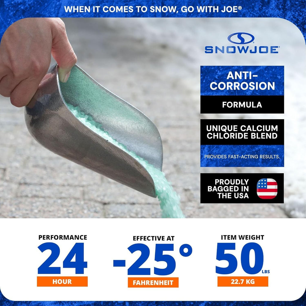 Heat Ice Melt Pellets Blue Calcium Blend Deicer Snow Melter for Driveway 50 lb