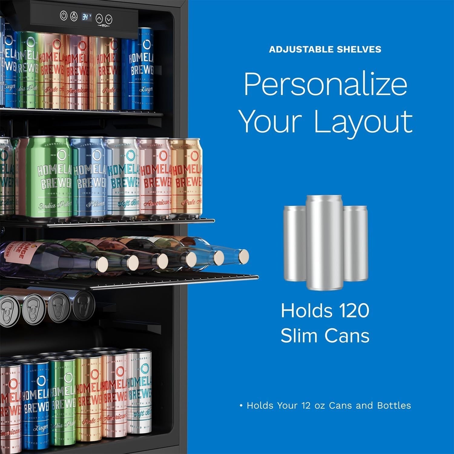 newBeverage Refrigerator and Cooler 120 Can Mini Fridge with Glass Door for Soda