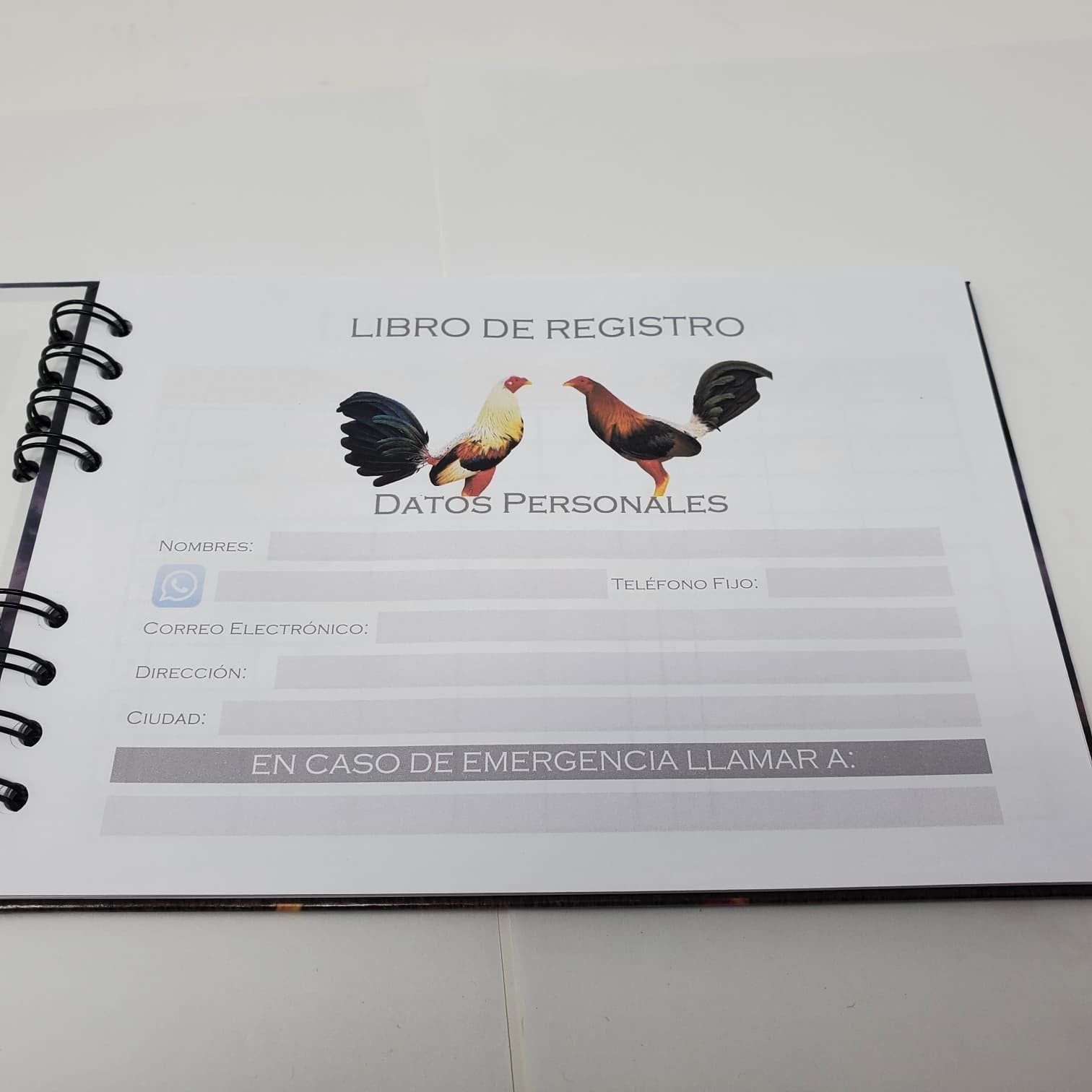 Spanish rooster Breeding Record Book Spiral Bound Poultry Log Chicken Register