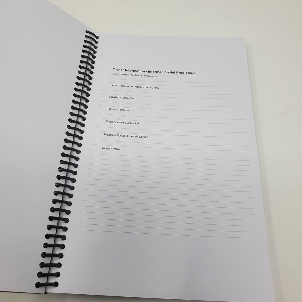 Poultry Breeder Record Book / Registro de Criador de Aves | 42 Sheets Log Book