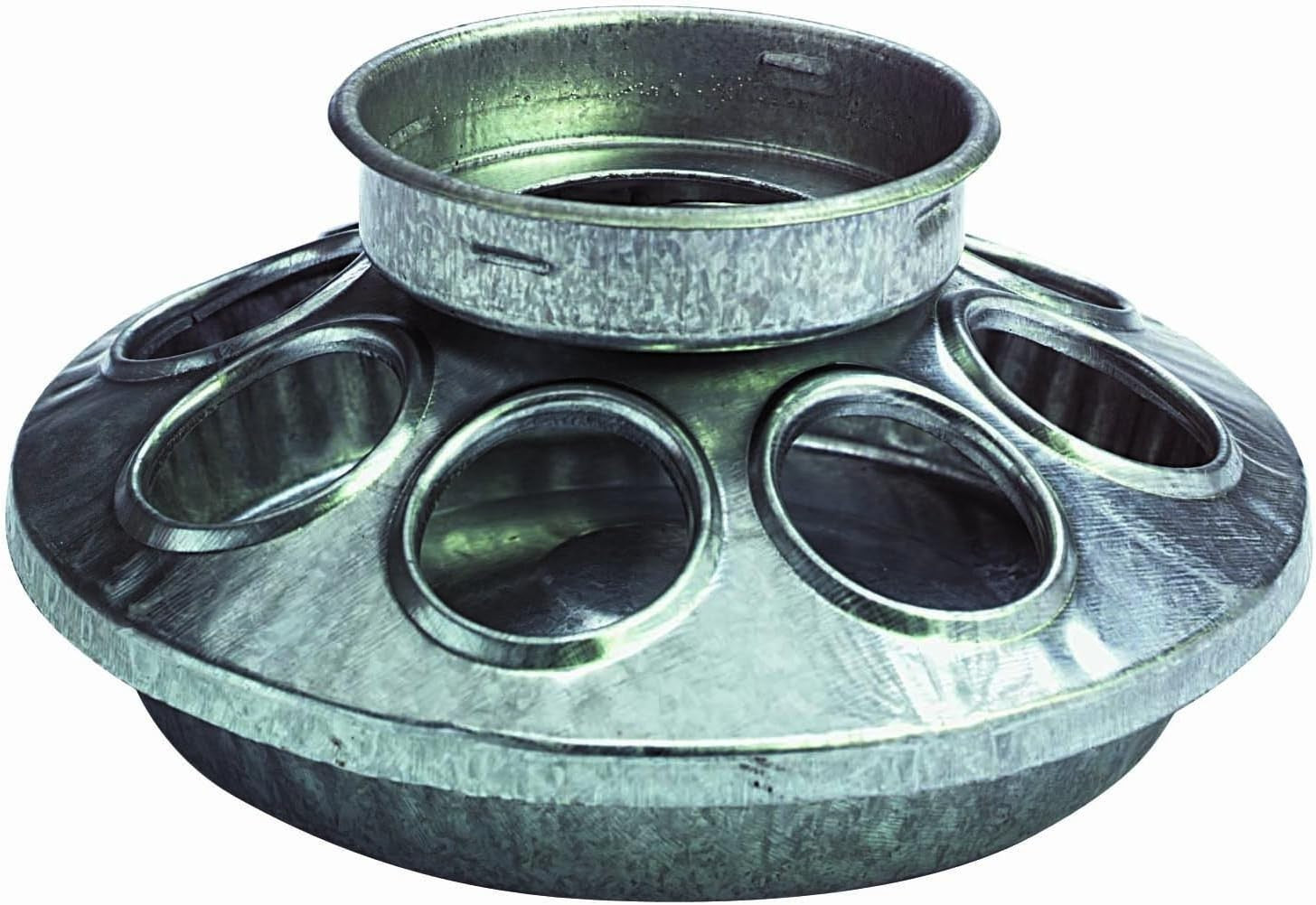 Chick Feeder Galvanized Steel Mason Jar Base Eight Feeding Holes