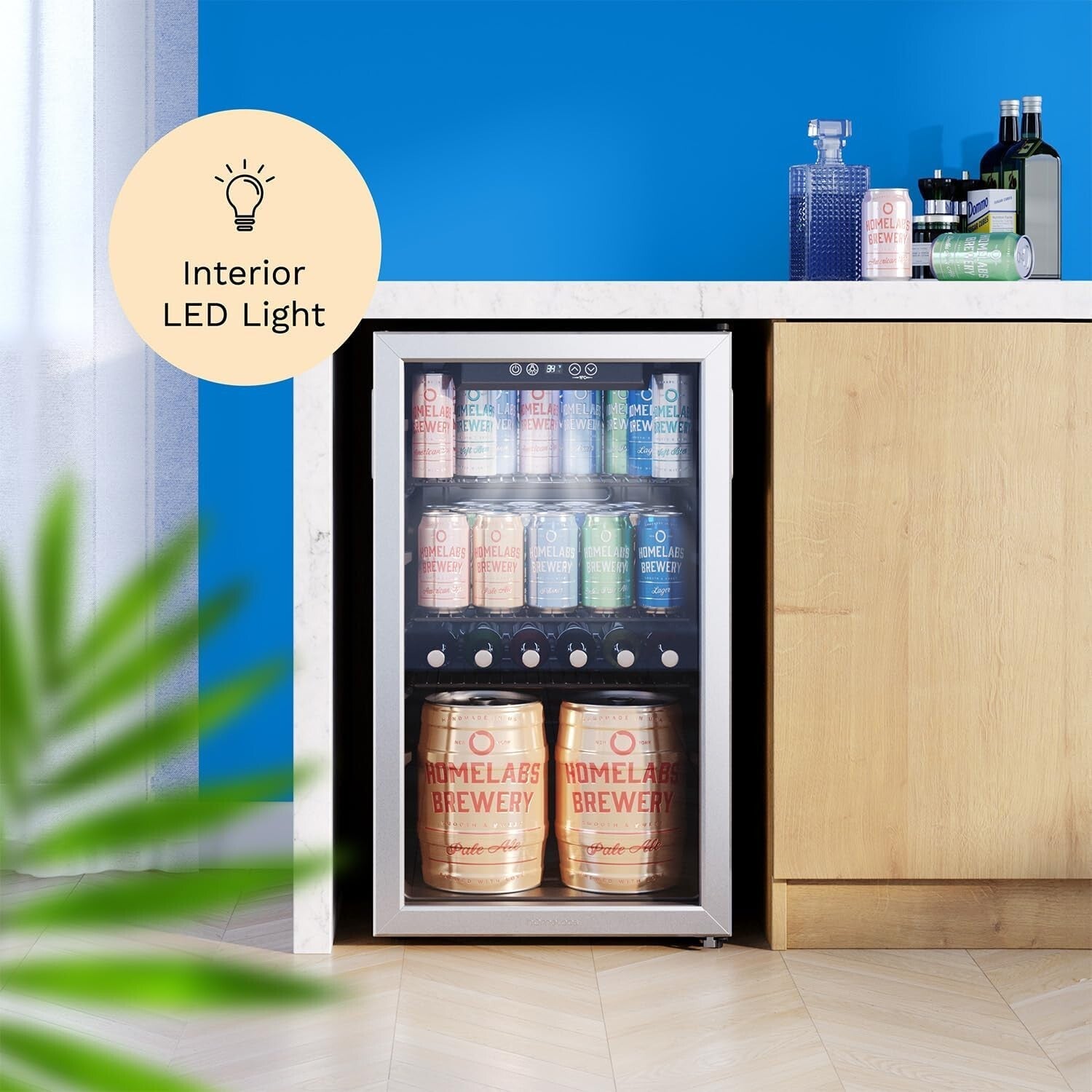 newBeverage Refrigerator and Cooler 120 Can Mini Fridge with Glass Door for Soda