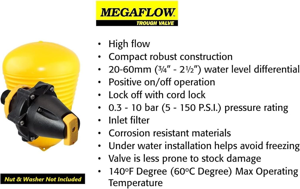 new Jobe Valves Megaflow Valve with Short Tail, 3/4",Yellow/Black