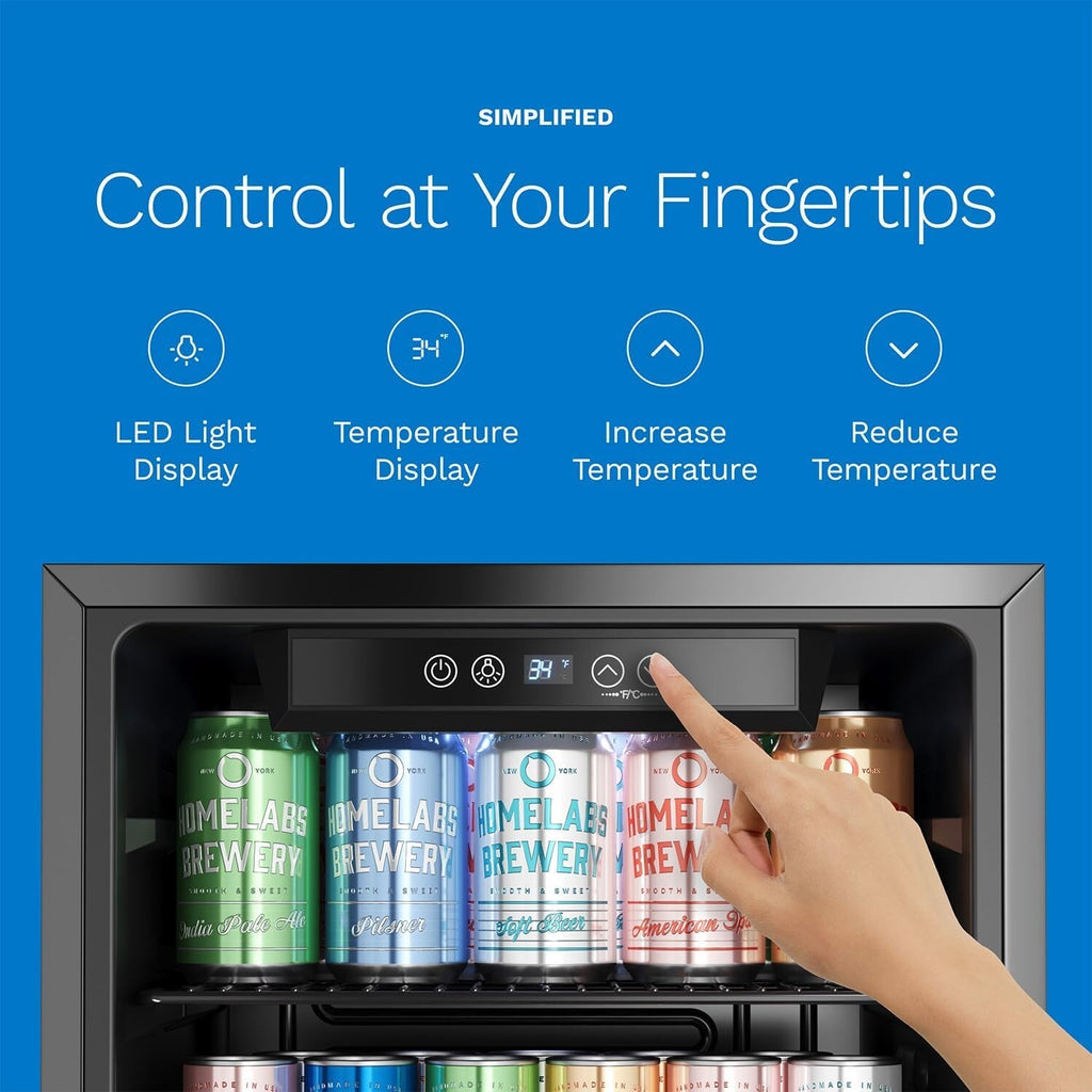 newBeverage Refrigerator and Cooler 120 Can Mini Fridge with Glass Door for Soda