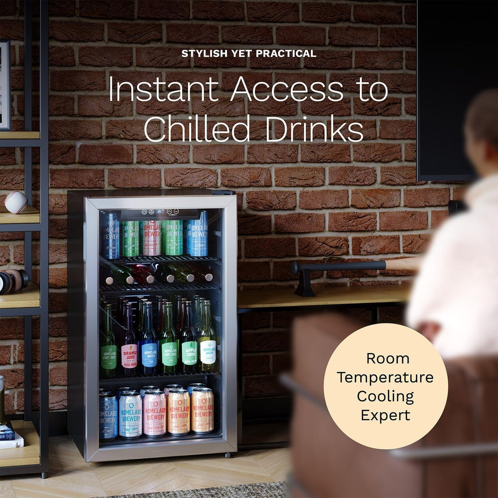 newBeverage Refrigerator and Cooler 120 Can Mini Fridge with Glass Door for Soda