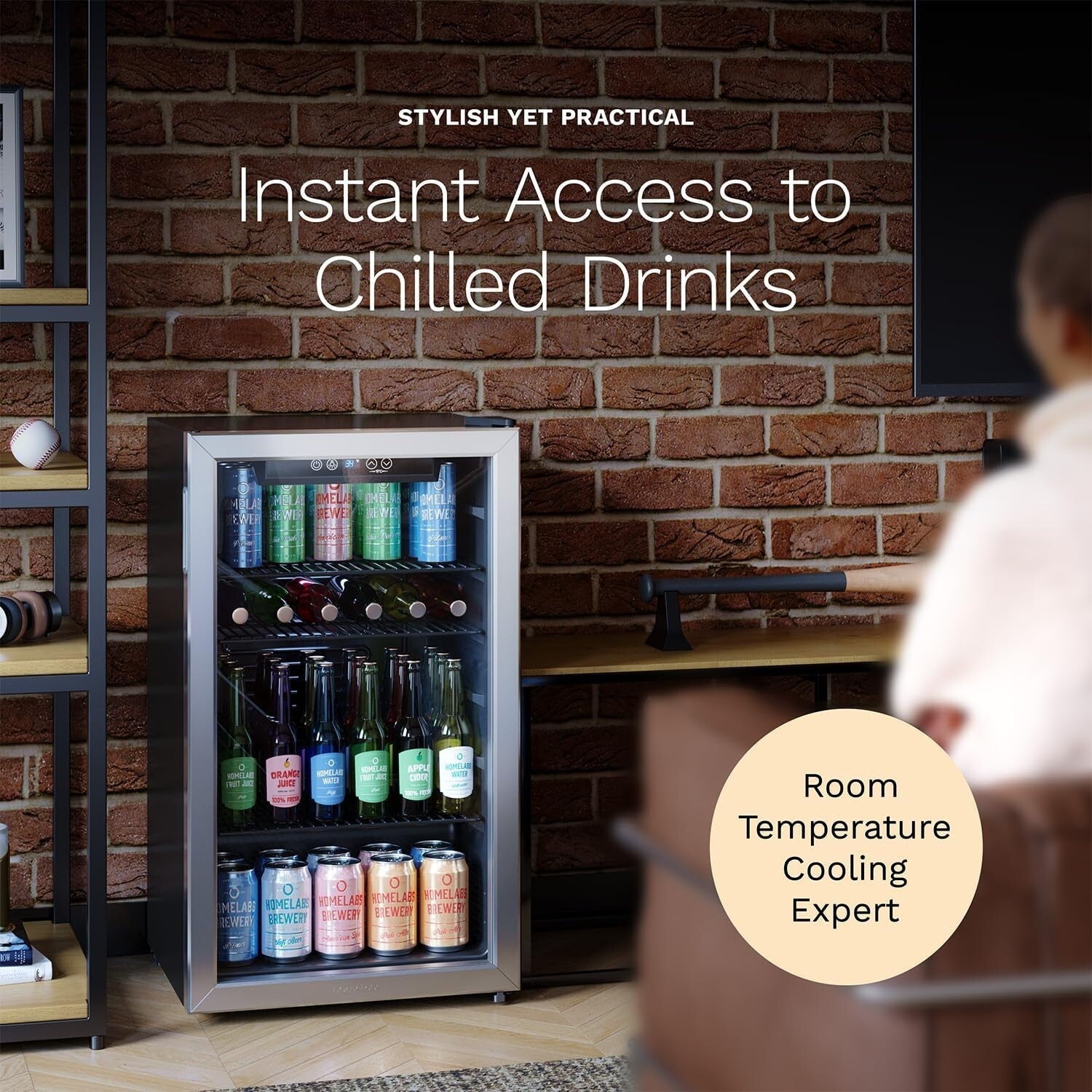 newBeverage Refrigerator and Cooler 120 Can Mini Fridge with Glass Door for Soda