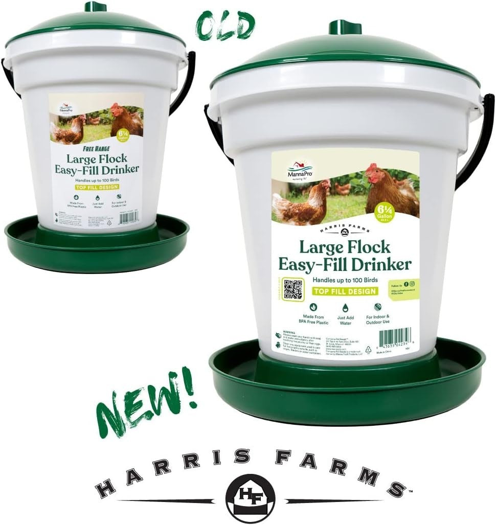 Large Flock Easy Fill Poultry Drinker 6.25 Gallon BPA Free Waterer