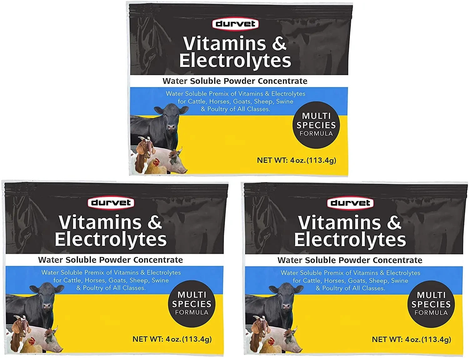 Vitamins & Electrolytes Concentrate 4oz Livestock Cattle Horse Suppl 3PCK
