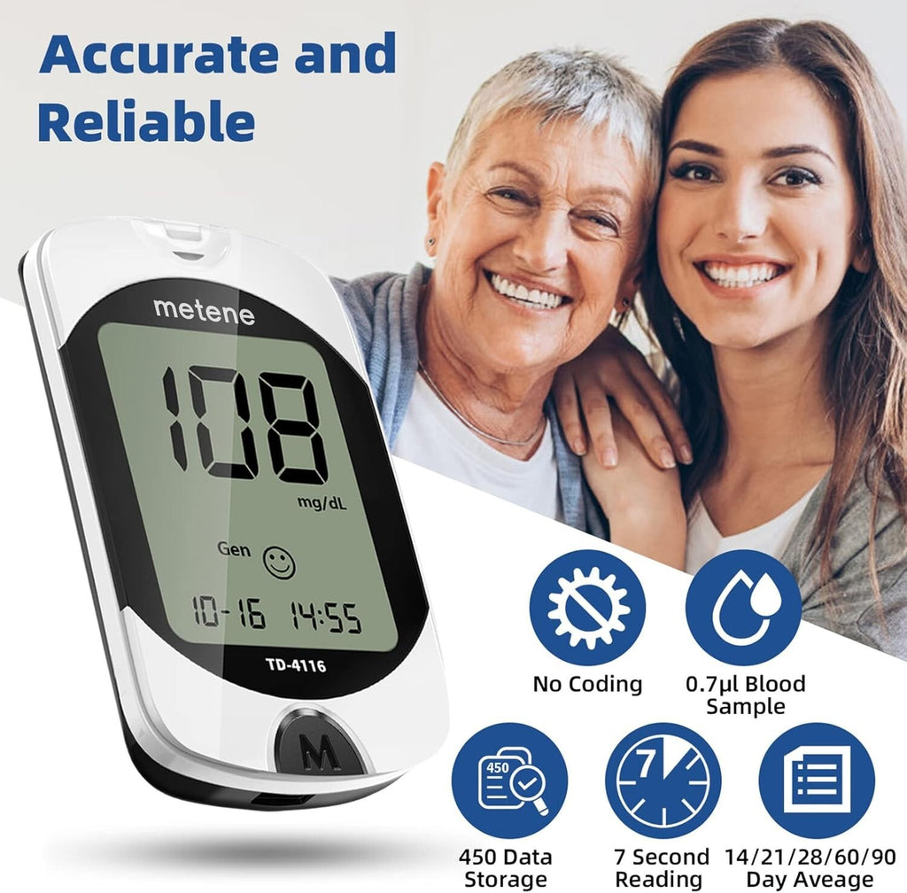 Blood Glucose Monitor Kit 100 Glucometer Strips 100 Lancets1 Blood Sugar Mon