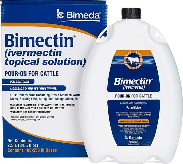 POUR-ON CATTLE COW DEWORMER  For roundworms lungworms grubs lice 2.5 Liter
