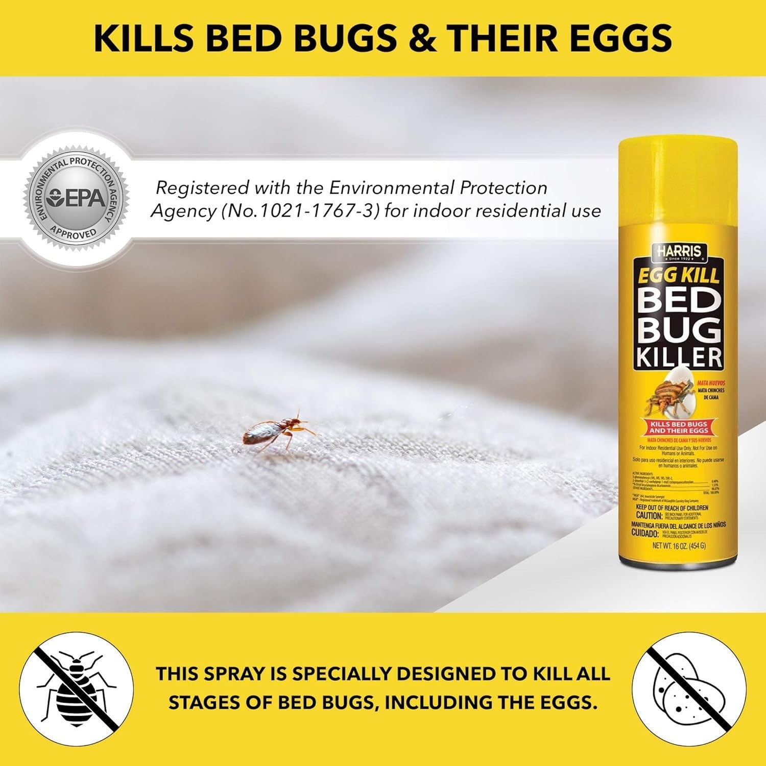 Bed Bug Egg Killer Aerosol Spray Indoor Treatment 16 oz 3 Pack