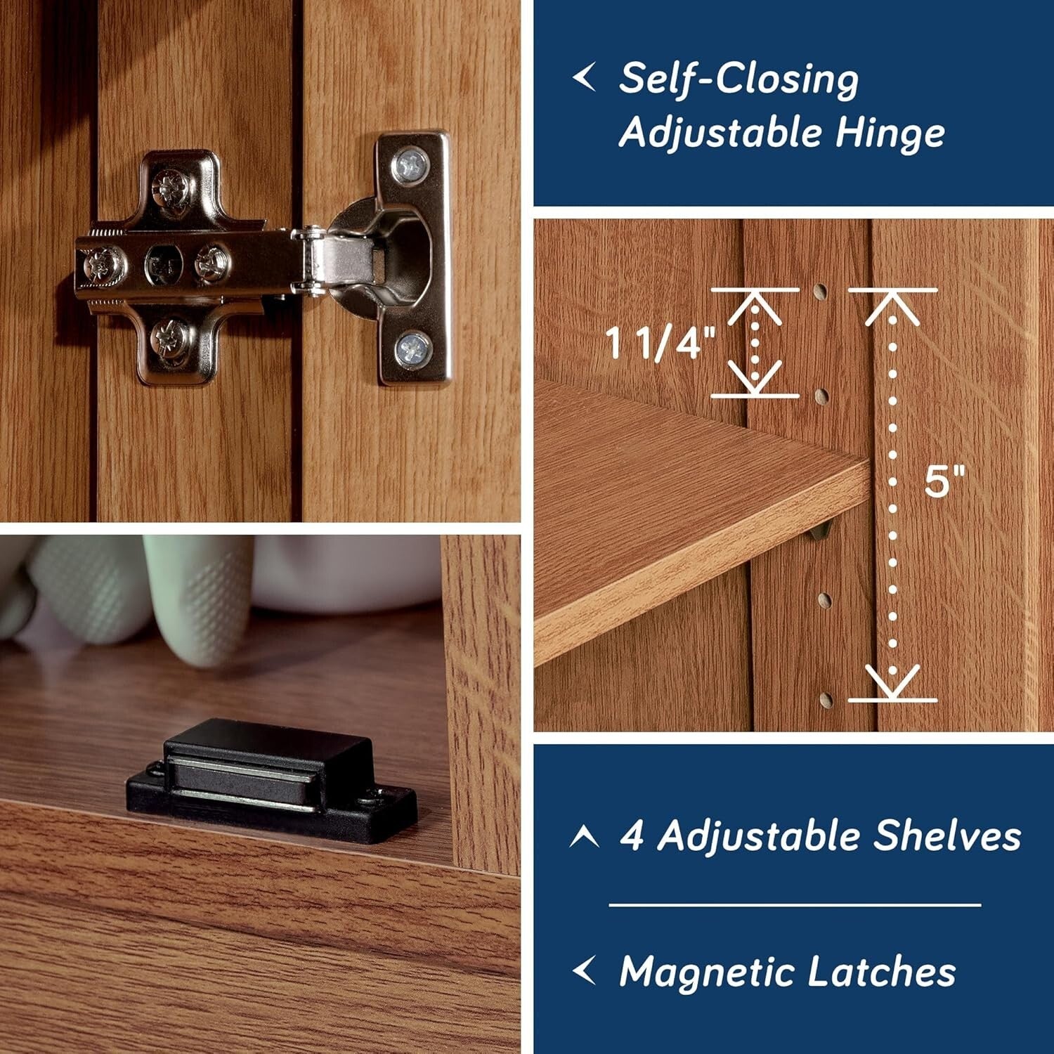 Storage Cabinet, Pantry Cabinet Kitchen Storage with Adjustable Shelves, Bathroo