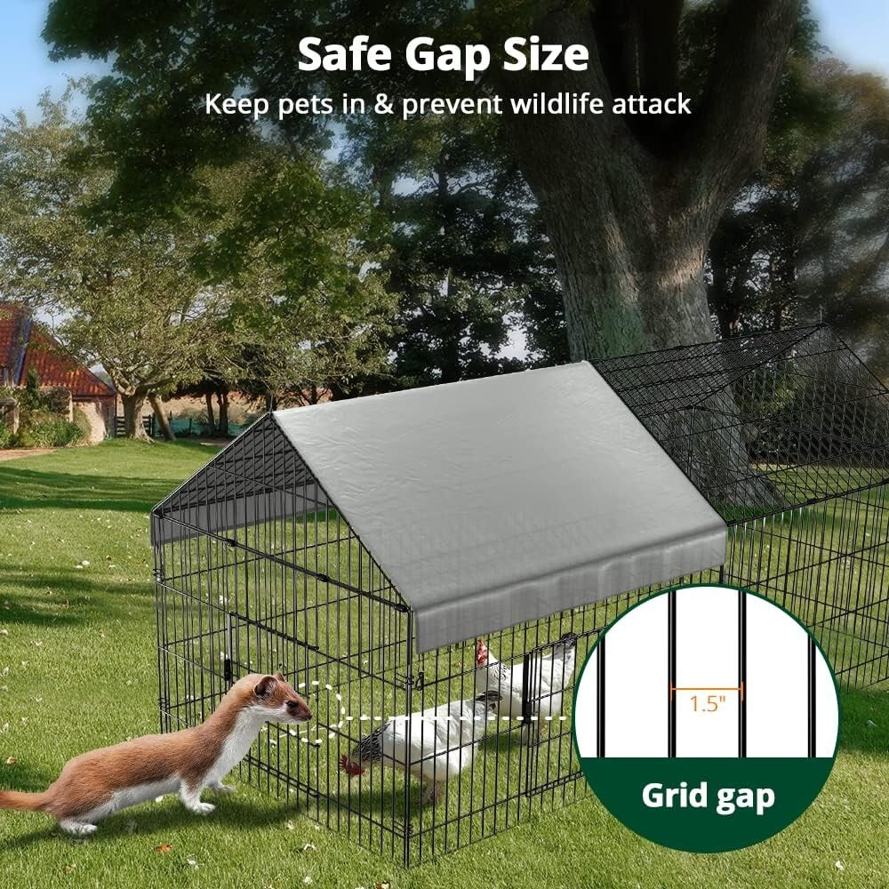 Chicken Coop 86"×40" Chicken Run Pen for Yard with Cover Outdoor Metal Portable