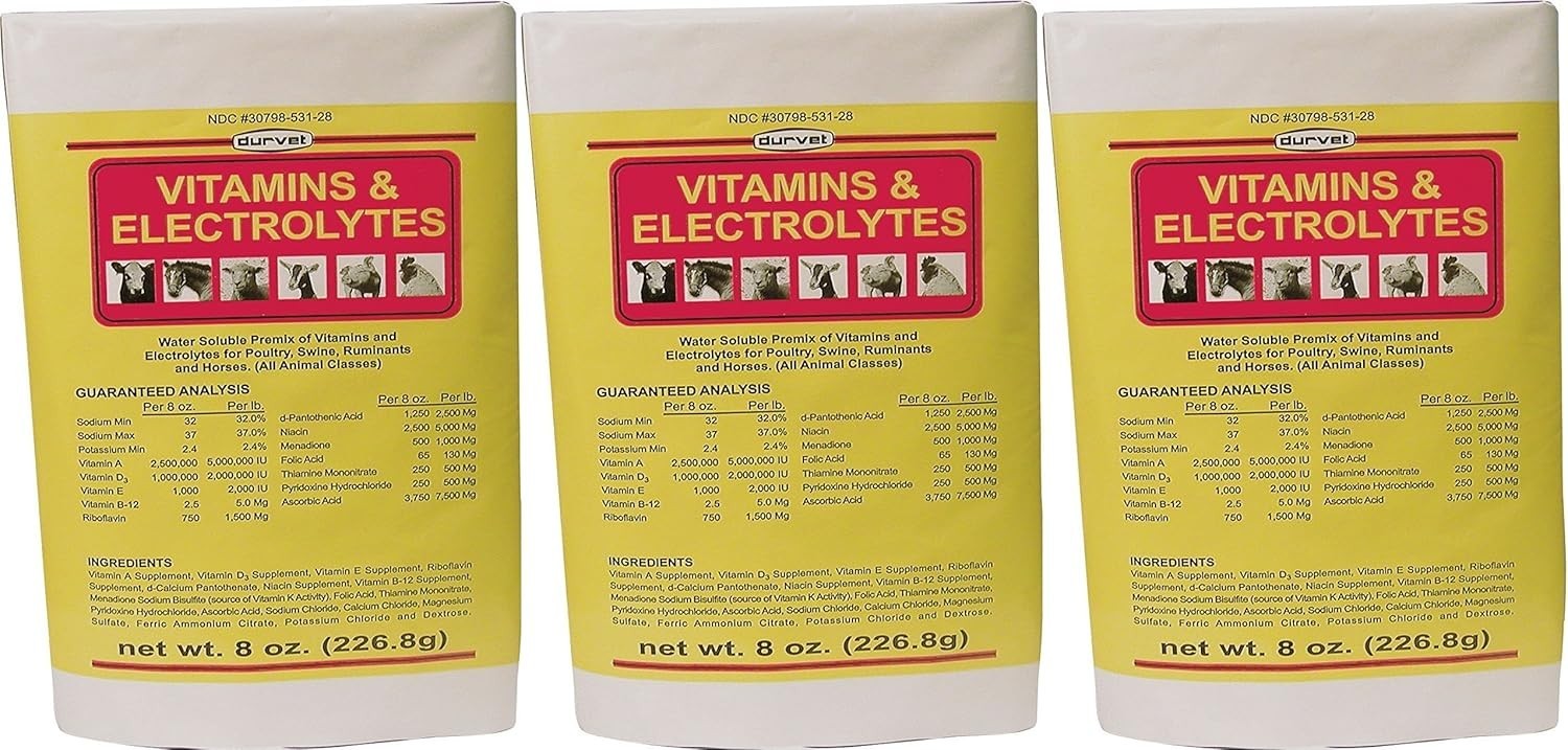 Vitamins & Electrolytes 8 oz 3 Pack Poultry Livestock Supplement