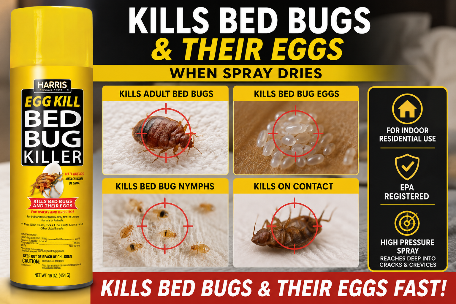 Bed Bug Egg Killer Aerosol Spray Indoor Treatment 16 oz 3 Pack