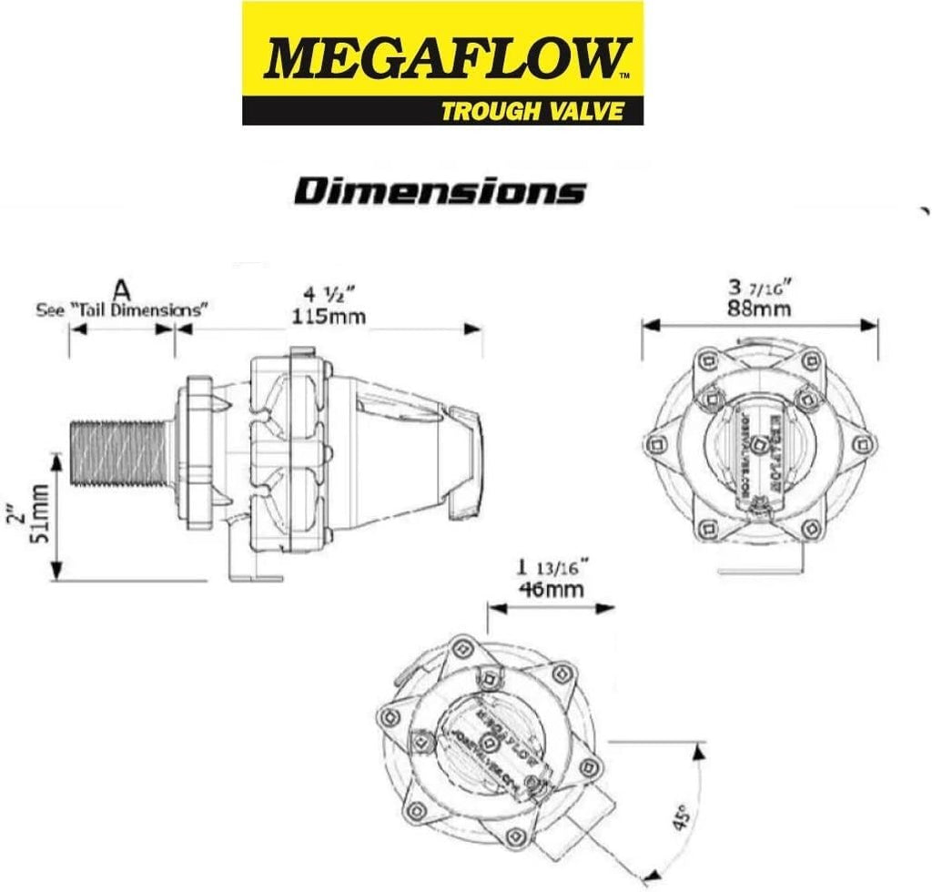new Jobe Valves Megaflow Valve with Short Tail, 3/4",Yellow/Black