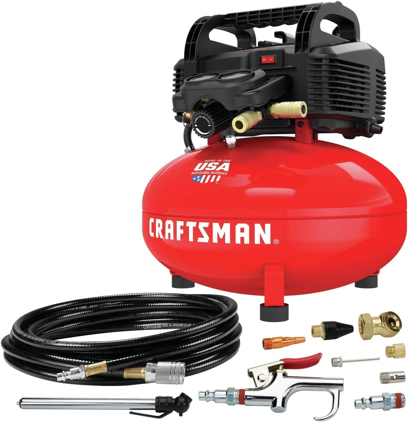 new Air Compressor 6 Gallon Pancake OilFree with 13 Piece Accessory Ki