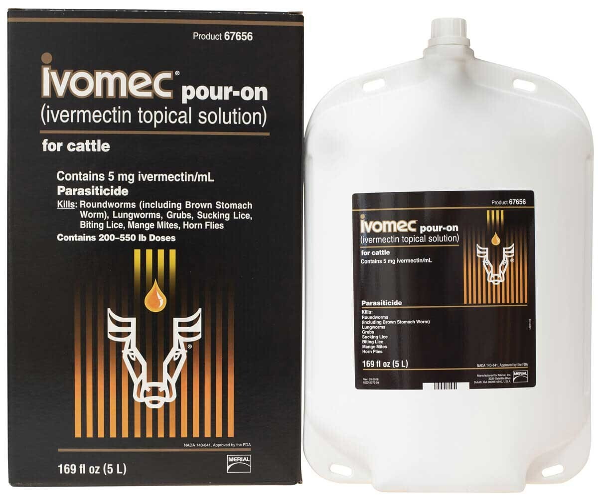 new POURON Cattle Dewormer roundworms lungworms grubs horn flies sucking 5 Liter