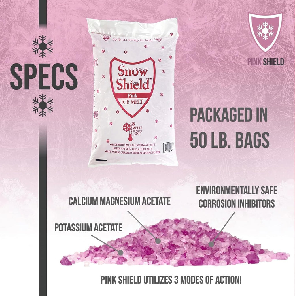 Pink Snow Shield Ice Melt 50 LBS  A Pet Safe Ice Melt That is Effective Below