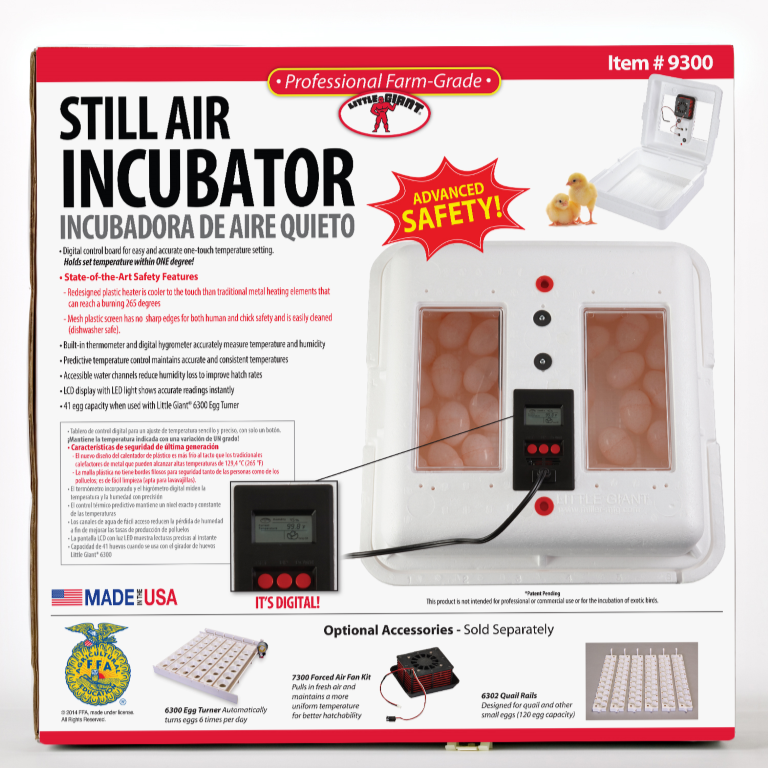 Little Giant 9300 Digital Still Air Incubator w/ LCD Display for 41 Eggs, White