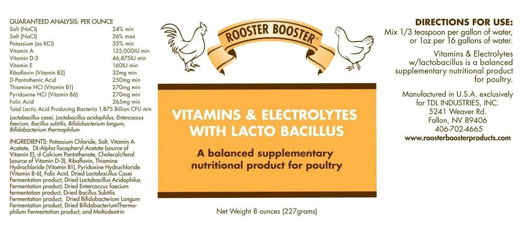 Rooster Booster Vitamins & Electrolytes with Lactobacillus for Poultry 1.25lb