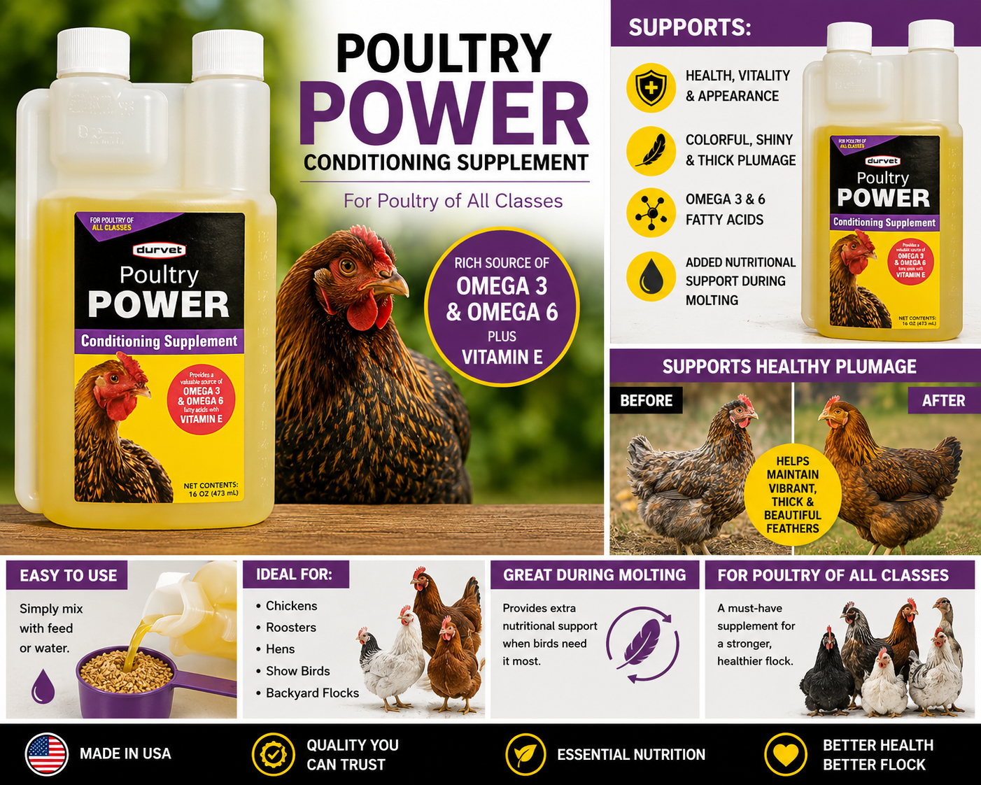 Durvet Poultry Power Conditioning Supplement 16 Oz