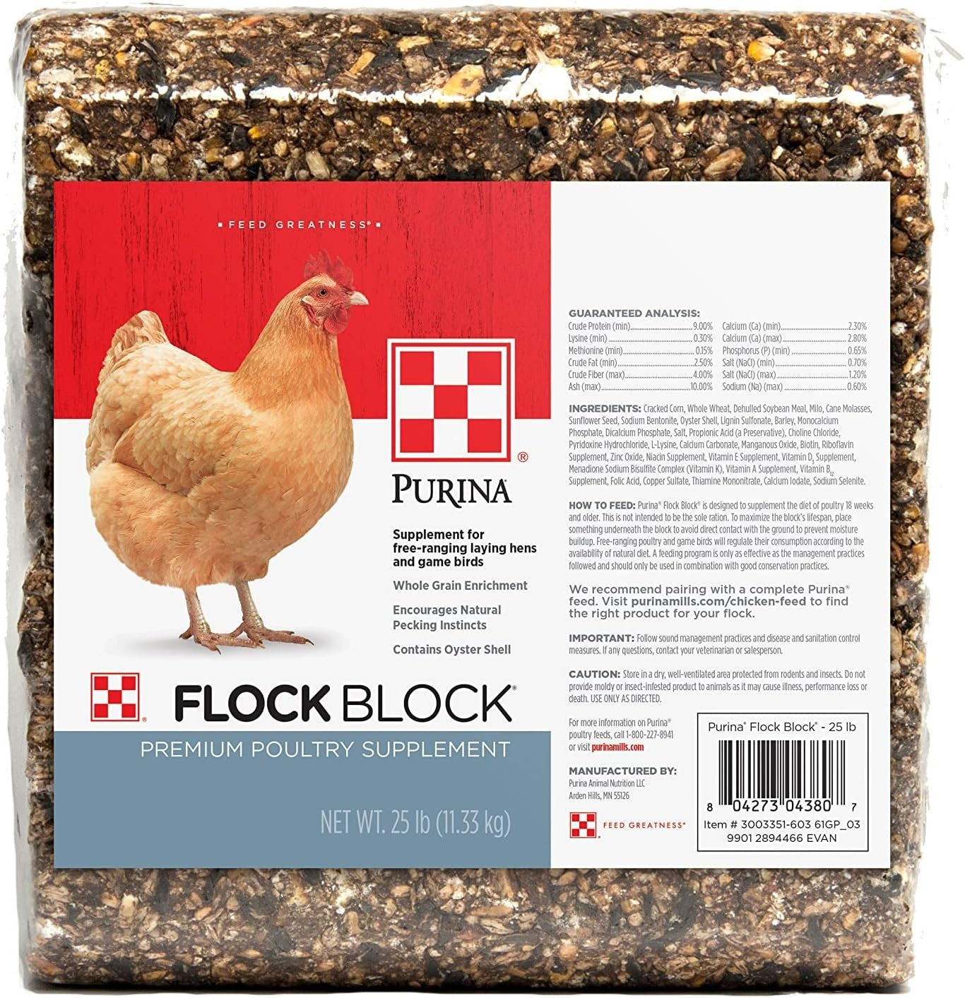 25 lbs  Flock Block Supplement, Chicken Supplement for Free-Ranging Laying Hens