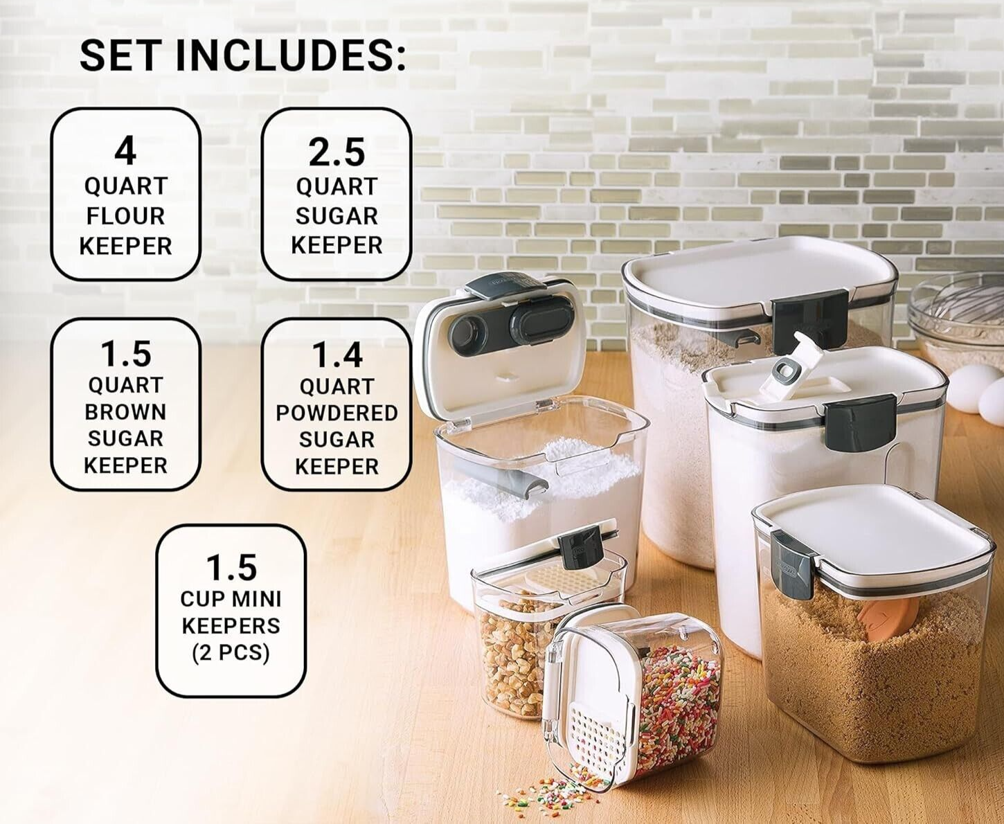 Pro Keeper Kitchen Clear Plastic Airtight Food Flour and Sugar Storage