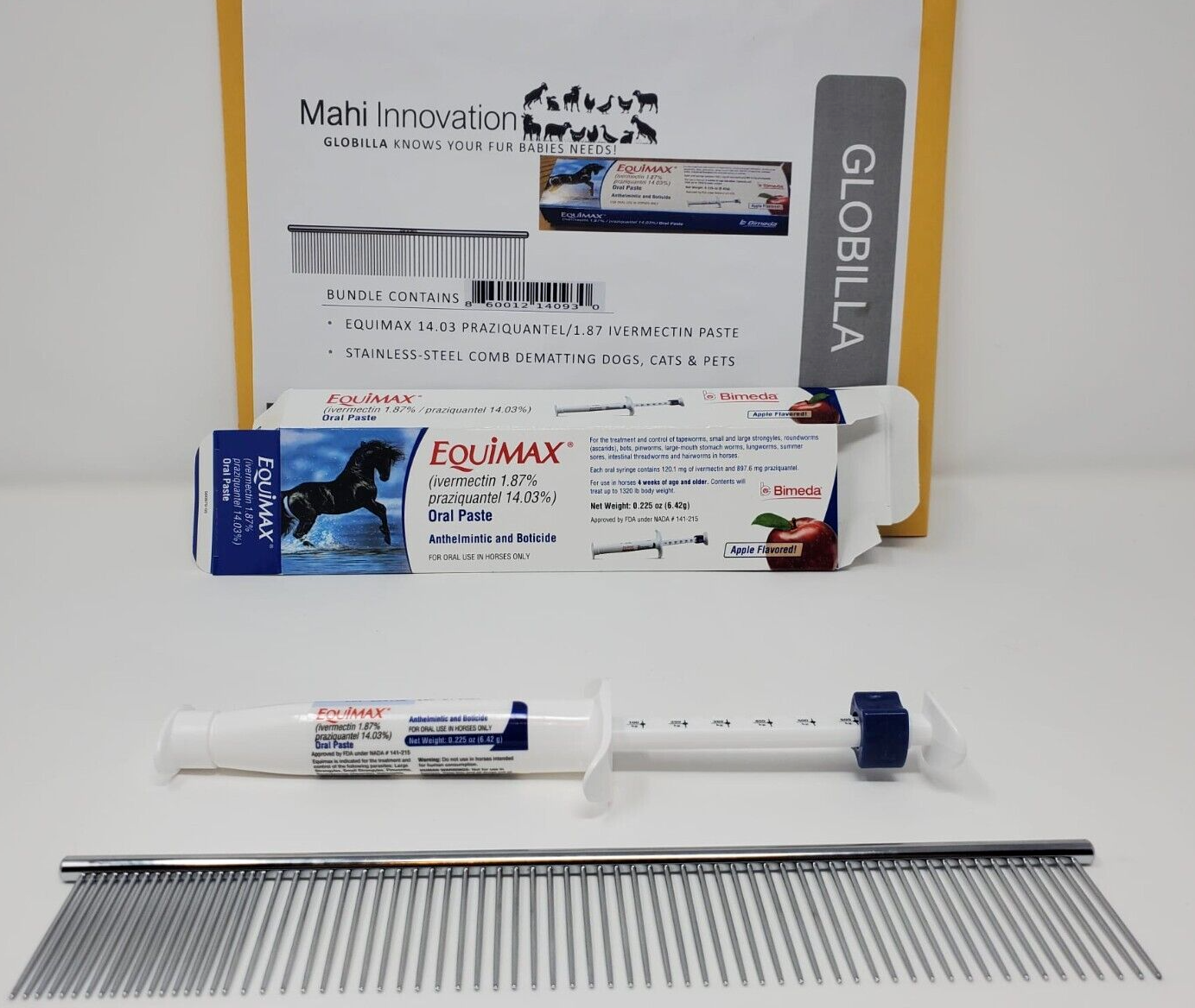 new Horse Dewormer apple flavor wormer cat dog Comb Damating iver Equi-max 1.87%