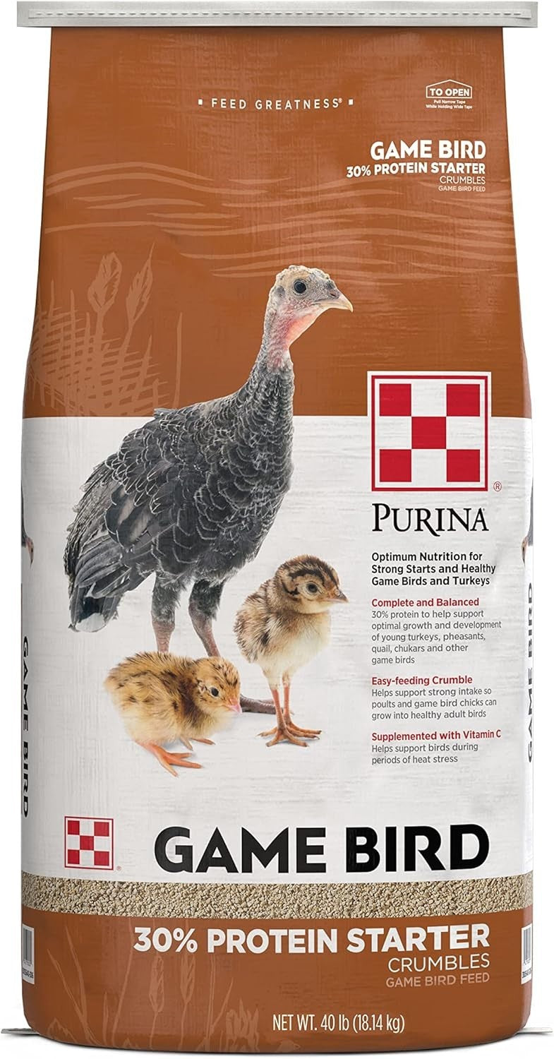Game Bird + Turkey 30% Protein Starter Feed | 40 Pound (40 lb.) Bag