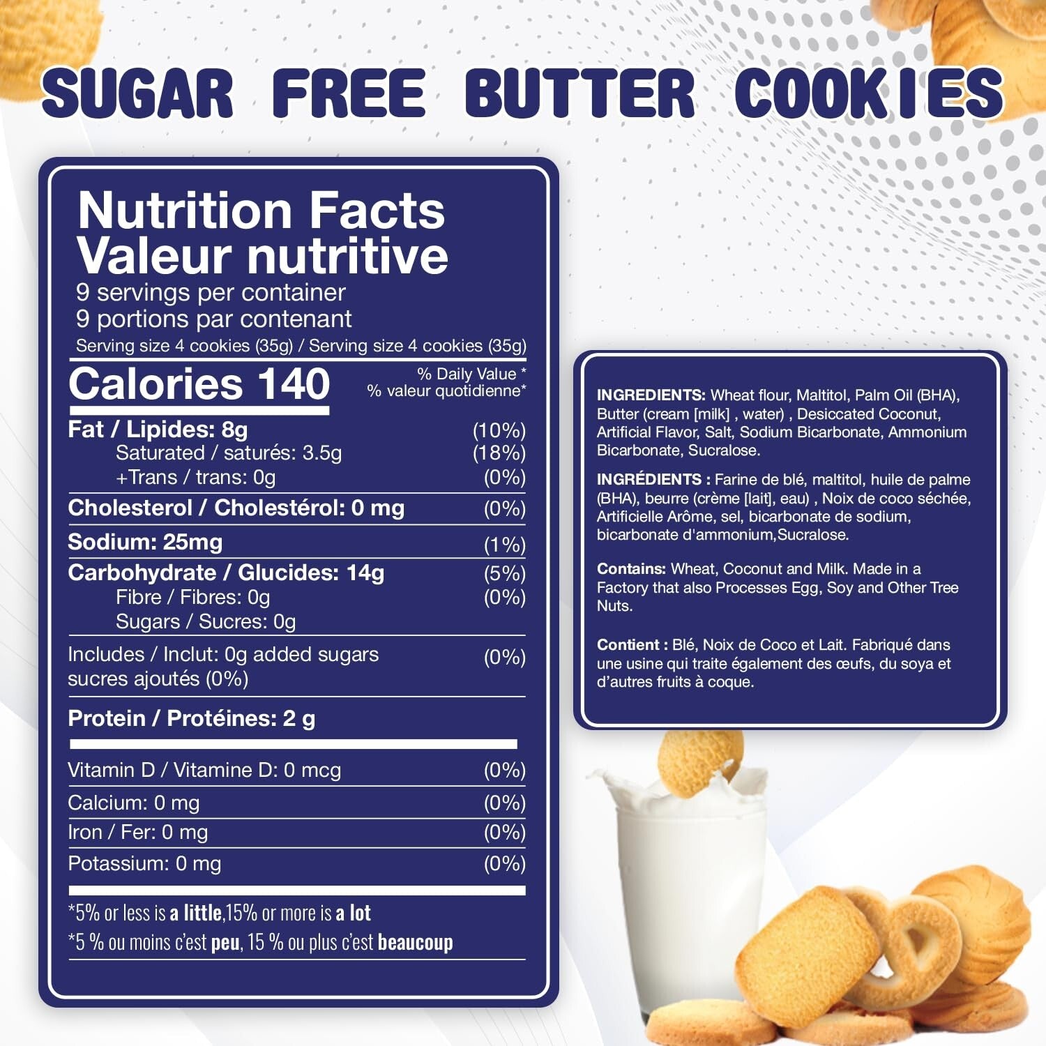 Sugar Free Butter Cookies 36 Count Traditional Danish Cookies, Premium Assorted