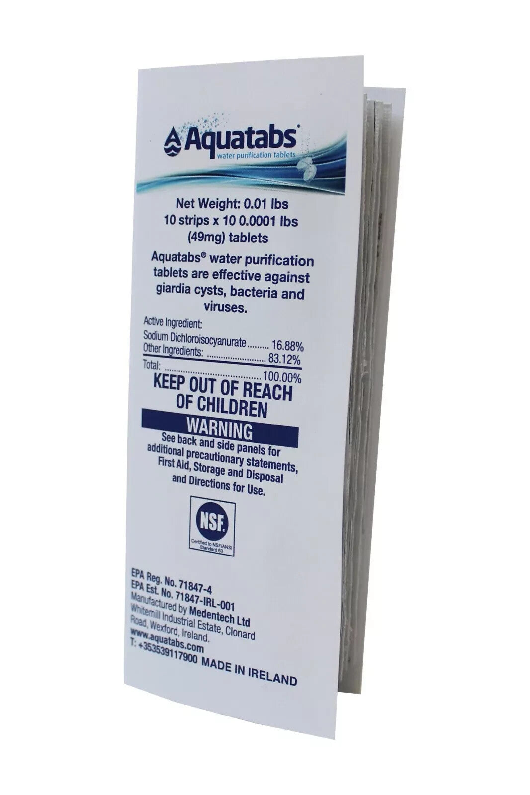 Water Purification Tablets (100 Tab). Water Filtration System for Hiking 49mg