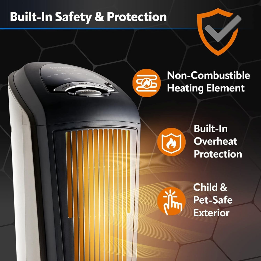 new Lasko 32" Ceramic Tower Space Heater with Timer Remote CT32791