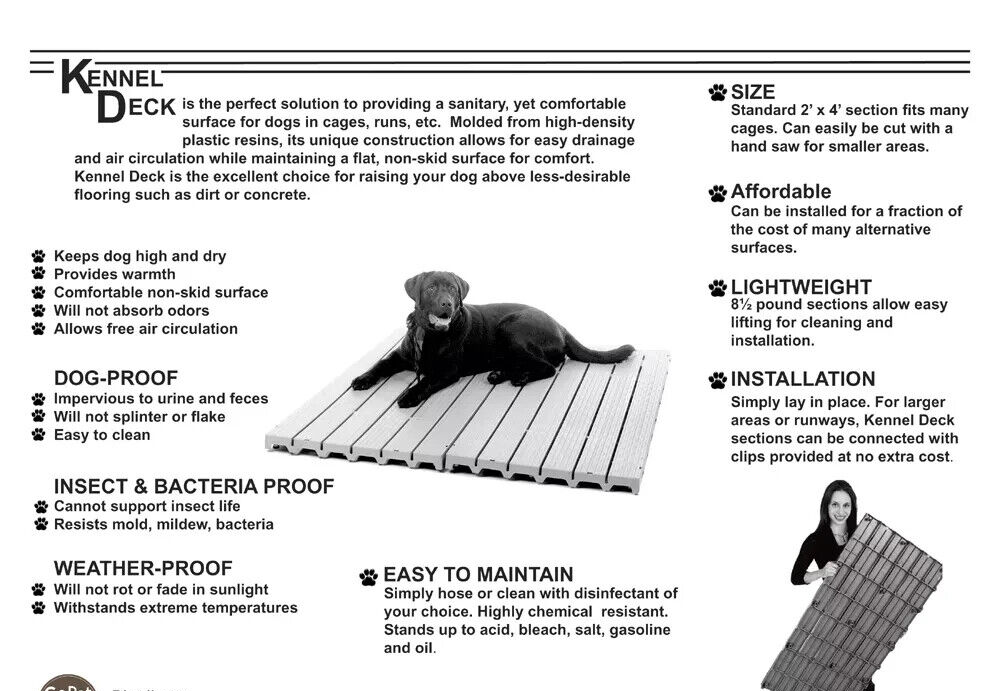Kennel Deck dog kennel plastic outdoor dog pen floor 2 pieces of 2' x 4'