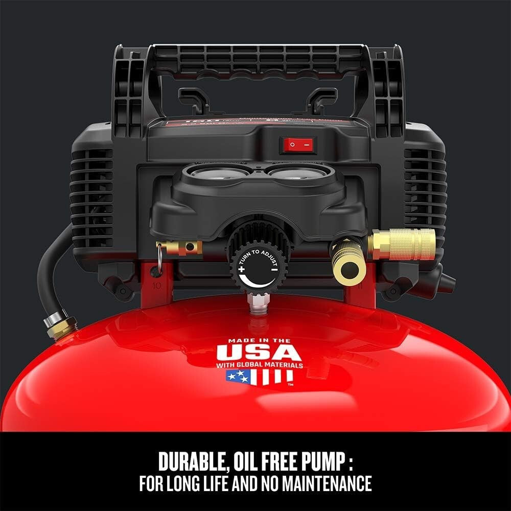 new Air Compressor 6 Gallon Pancake OilFree with 13 Piece Accessory Ki