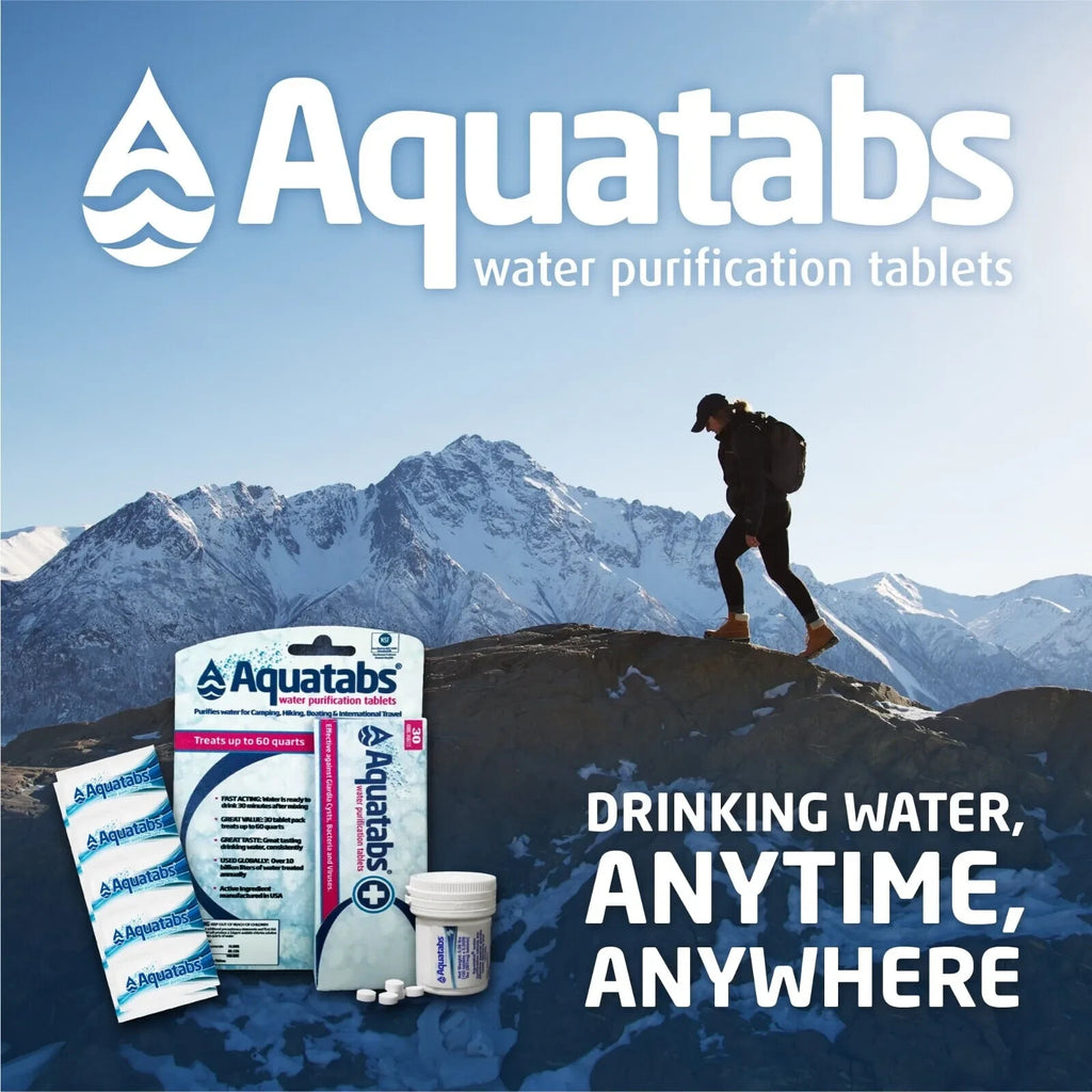 Water Purification Tablets (100 Tab). Water Filtration System for Hiking 49mg