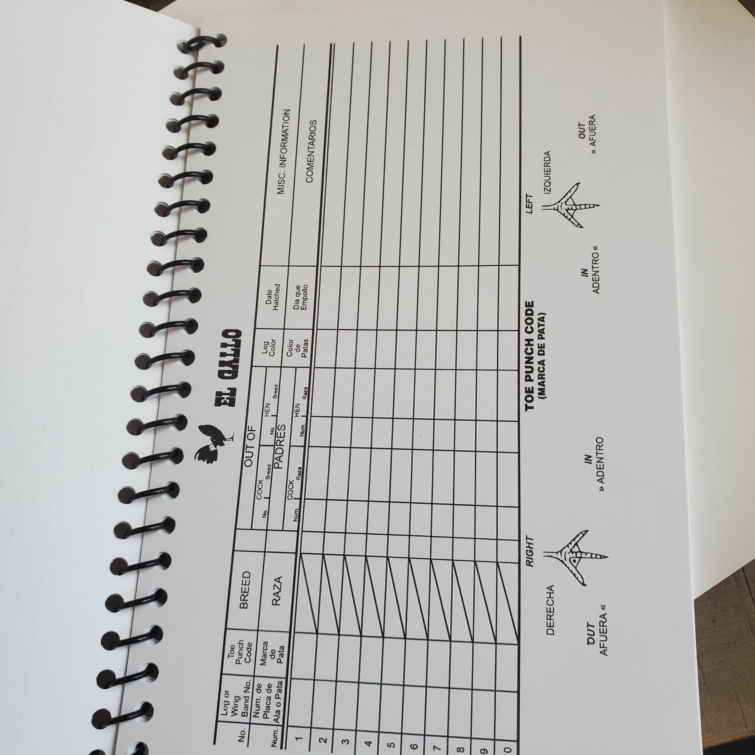 GLOBILLA Rooster Breeding Record Book Poultry Log Spiral Bound Chicken Register