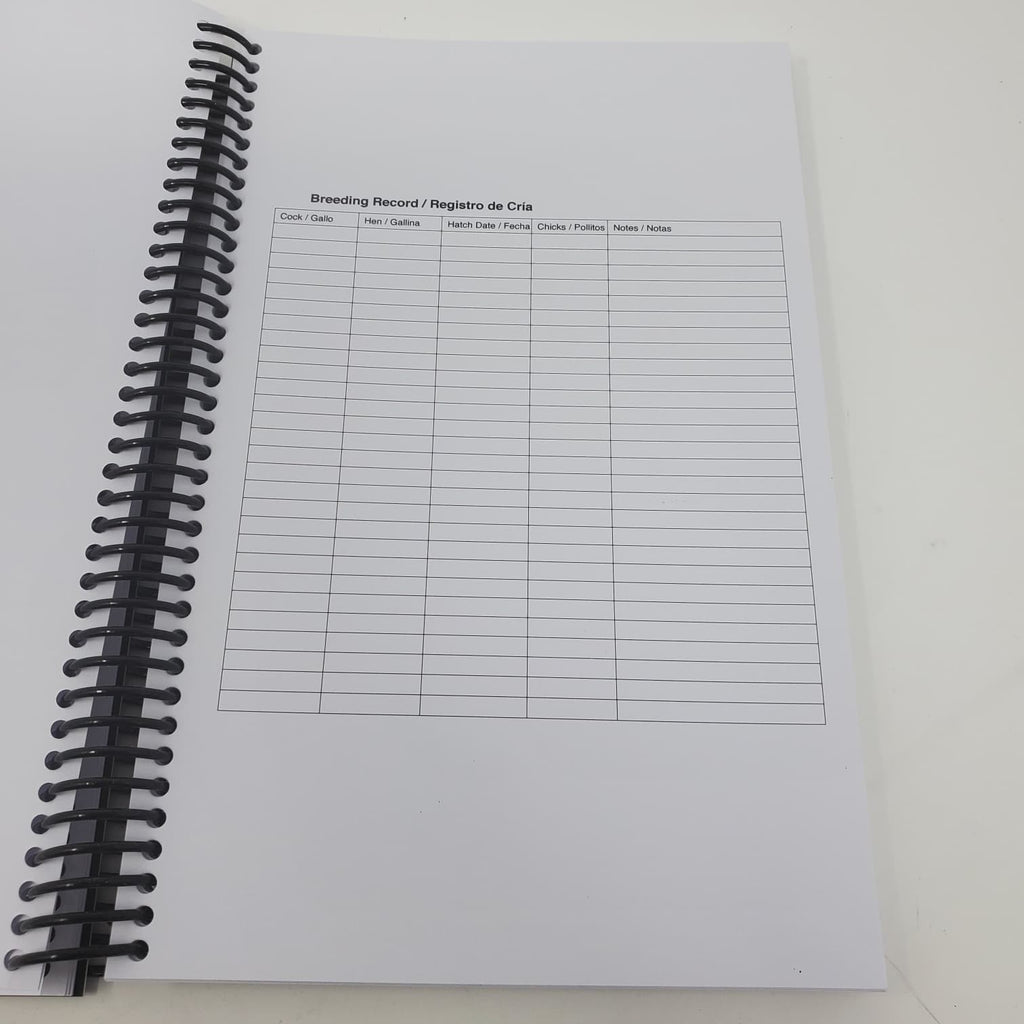 Poultry Breeder Record Book / Registro de Criador de Aves | 42 Sheets Log Book