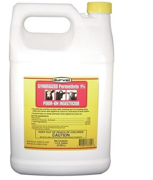 Durvet Pour-On 1 Gallon Beef Cattle, Dairy Cattle Calves, Sheep, and Lambs