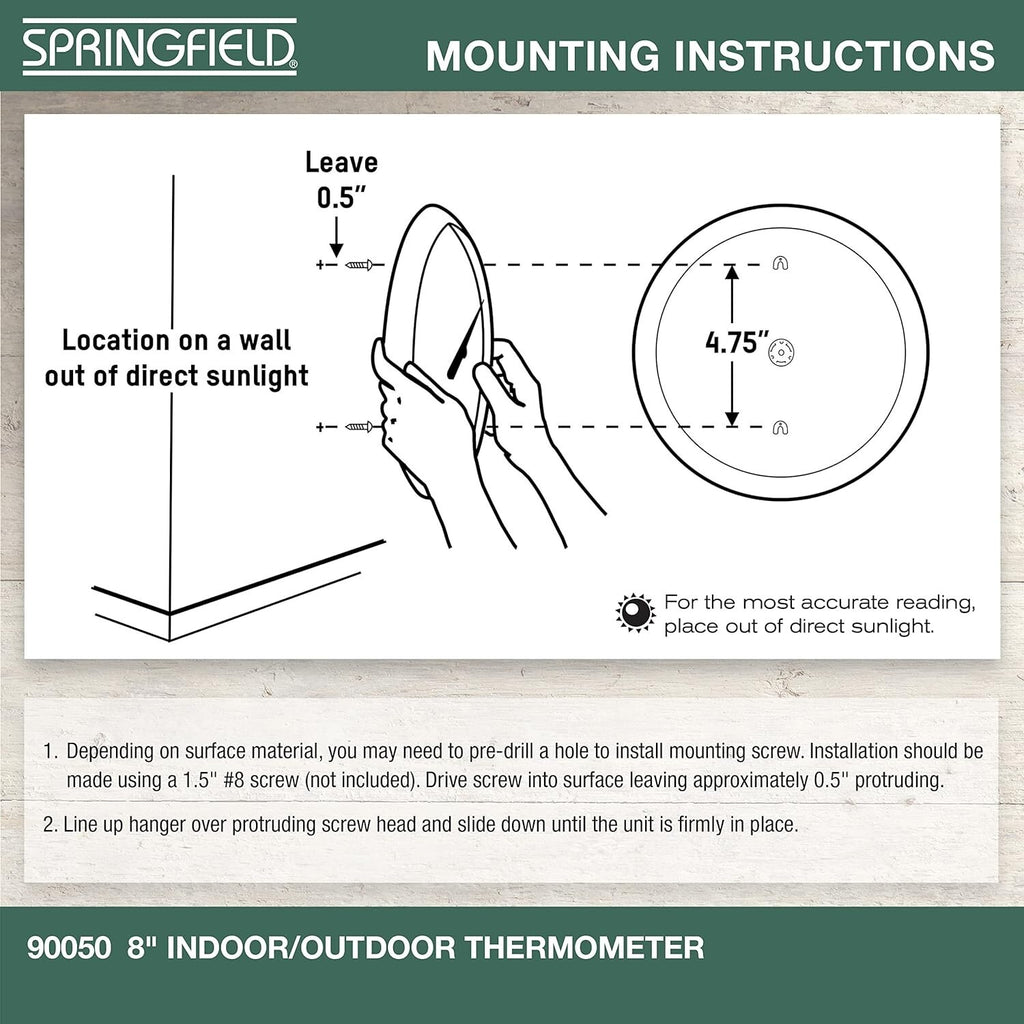 Springfield Indoor Outdoor Big and Bold Dial Thermometer Wireless Thermometer