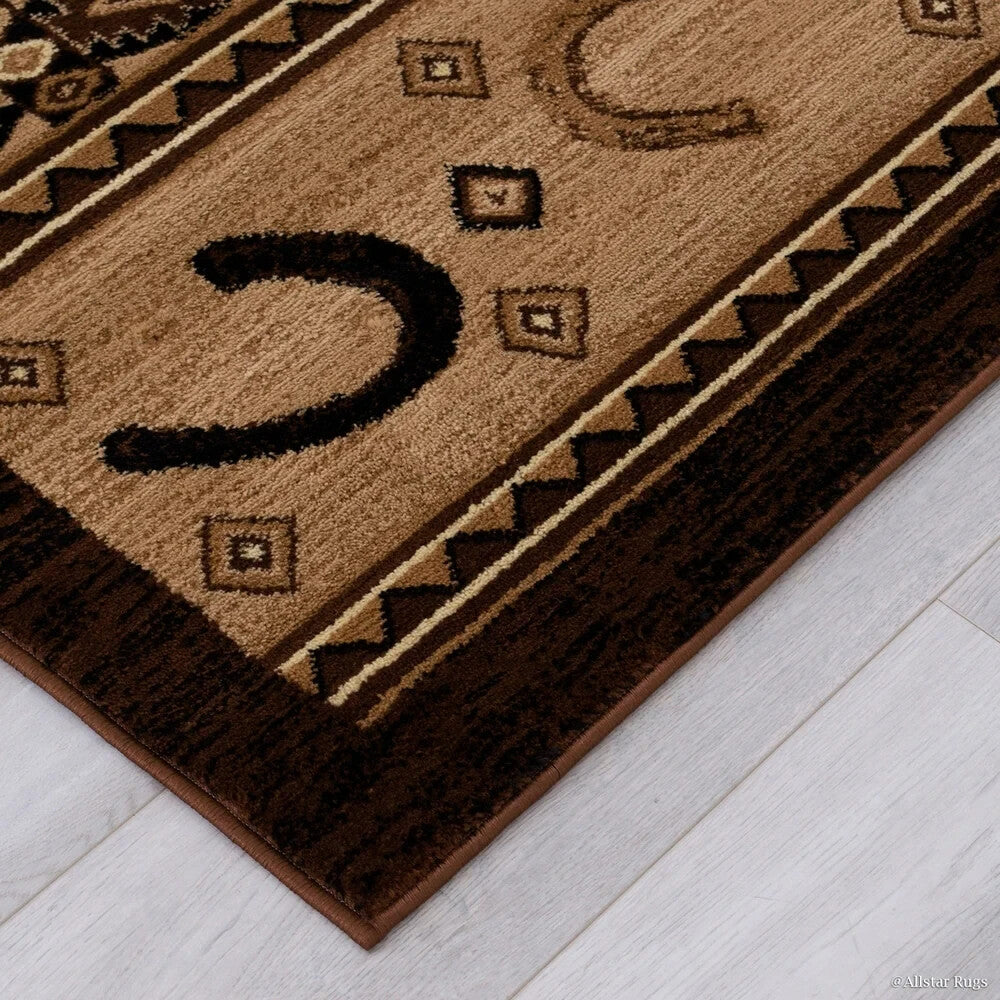 new Allstar Berber Woven Soft Southwest Horse Shoe Theme Rug 5' 2"x7' 1"