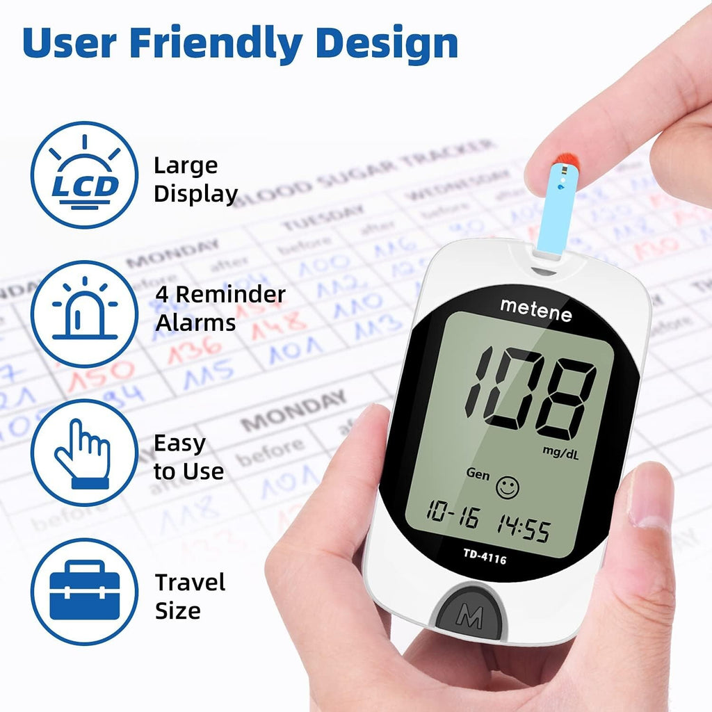Blood Glucose Monitor Kit 100 Glucometer Strips 100 Lancets1 Blood Sugar Mon