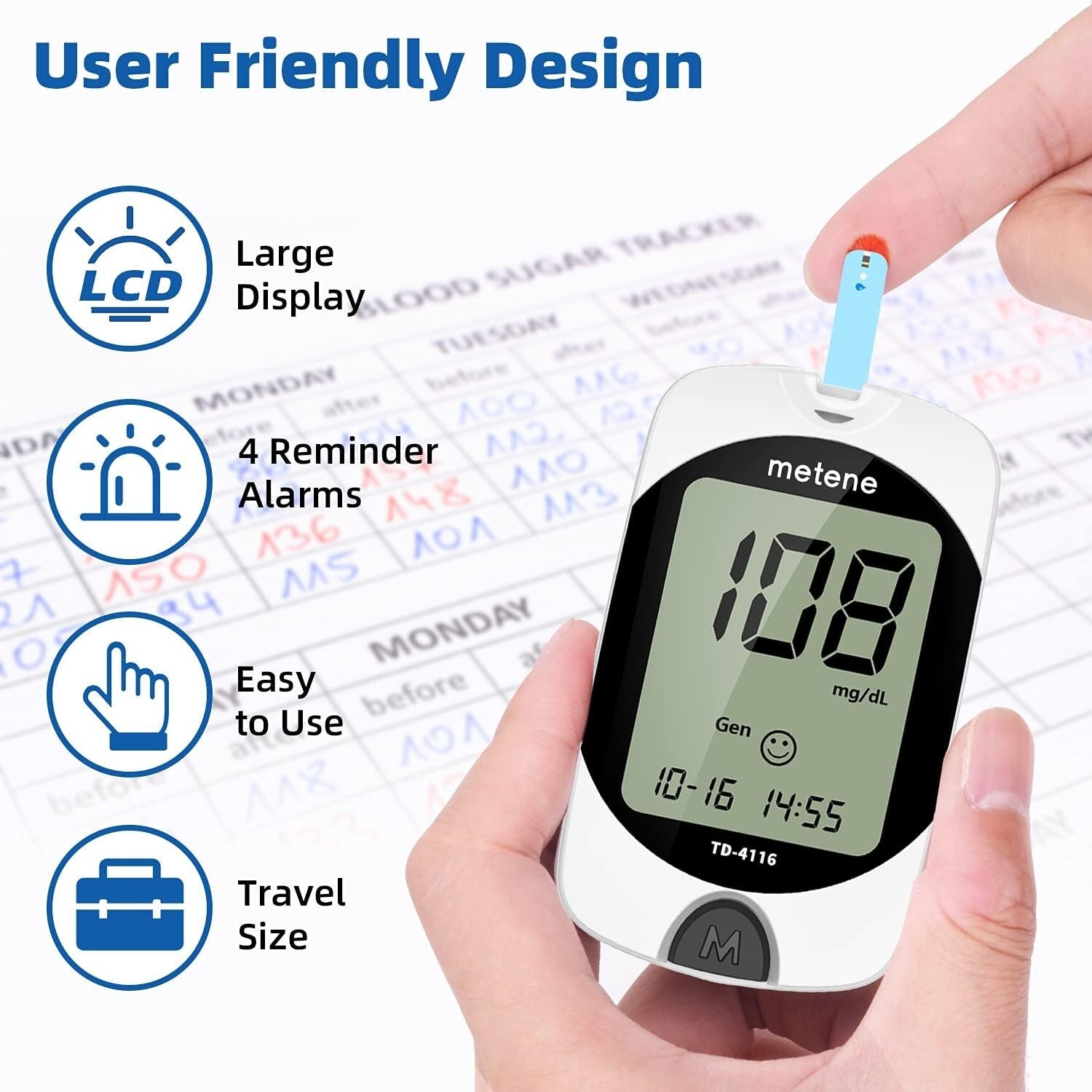 Blood Glucose Monitor Kit 100 Glucometer Strips 100 Lancets1 Blood Sugar Mon