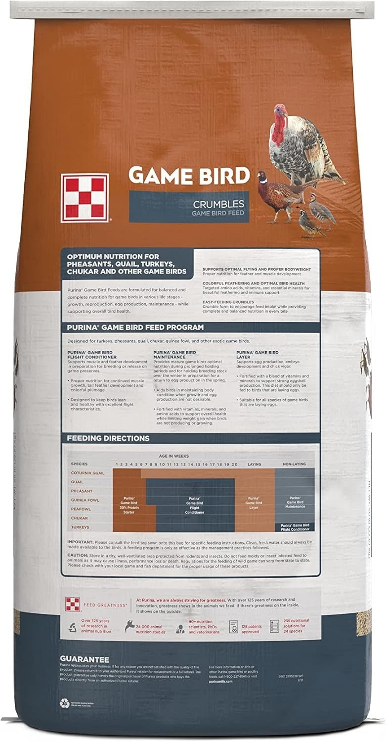 Game Bird Maintenance Crumble Feed | 50 Pound (50 LB) Bag Millet, optimum levels