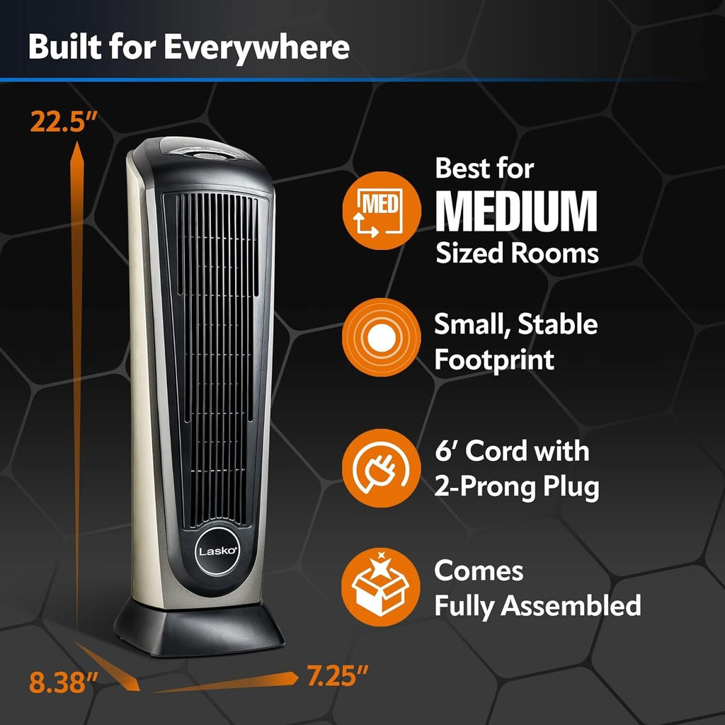 new Lasko 32" Ceramic Tower Space Heater with Timer Remote CT32791